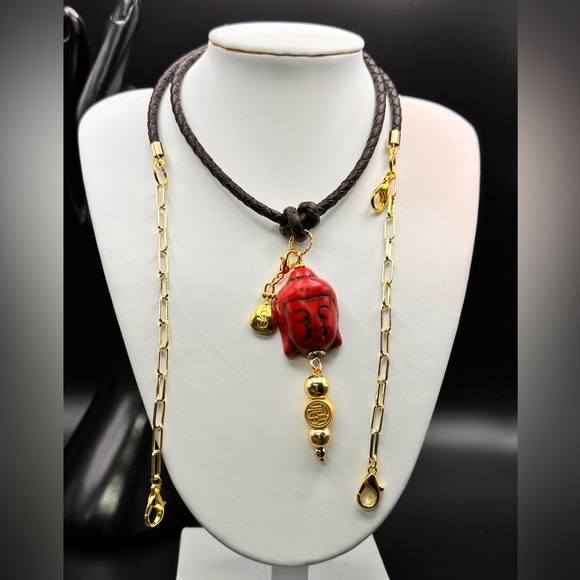 CALCITE BUDDHA’S HEAD NATURAL CHOKER NECKLACE size adjustable - Picture 5 of 10